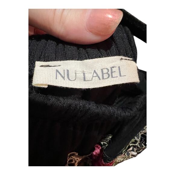 Y2K 90s Black & Red Rose Lace Slinky Off Shoulder Top & Pants Whimsigoth Size M - Picture 14 of 16